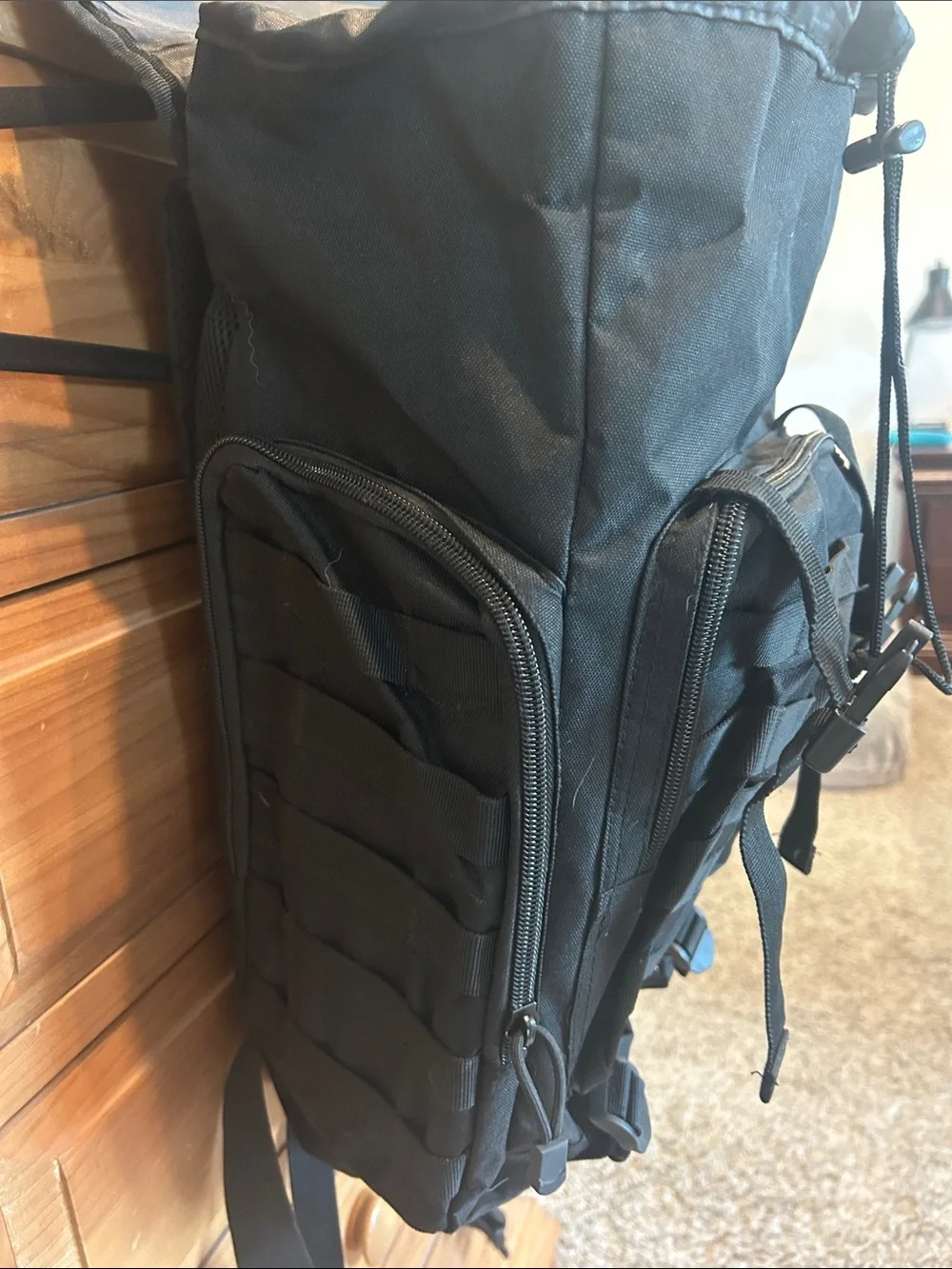 Black Tactical Roll-Top Backpack (gaming transport) - Unbranded